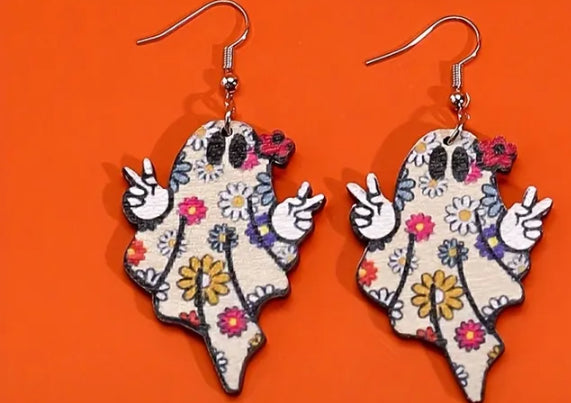 Flower ghost earrings