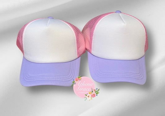 Purple and White Hat with Pink Mesh