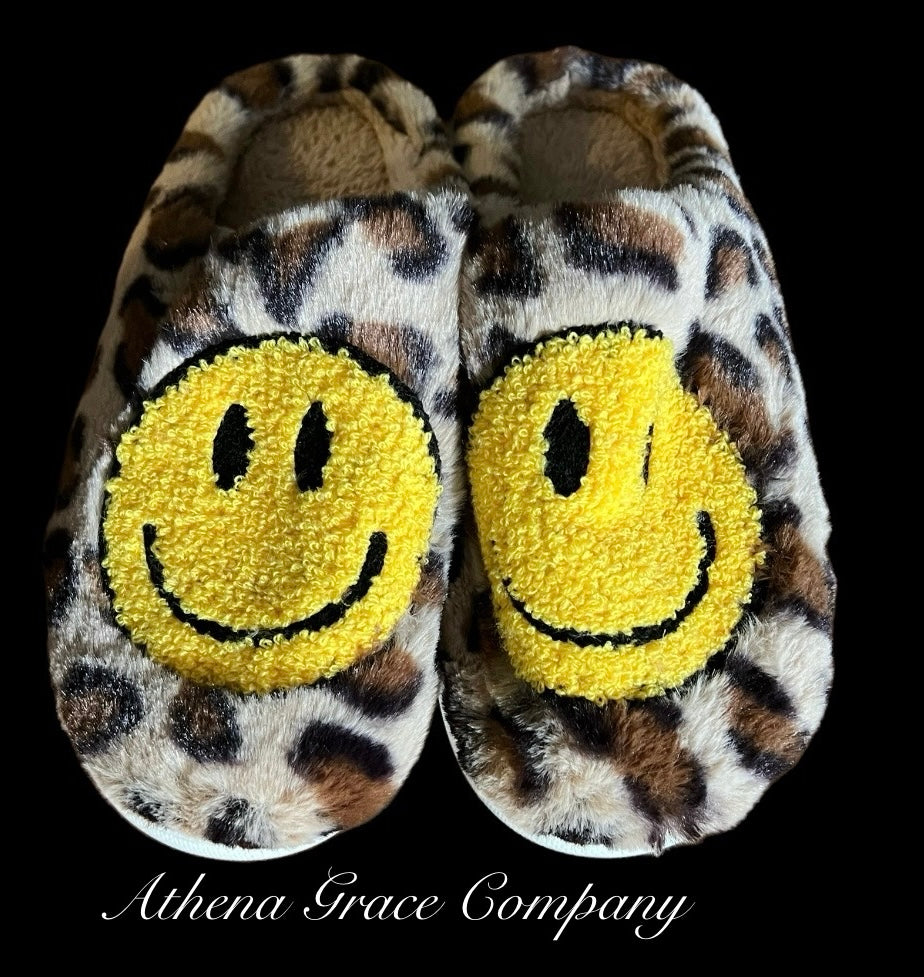 Cheetah Smiley Slippers