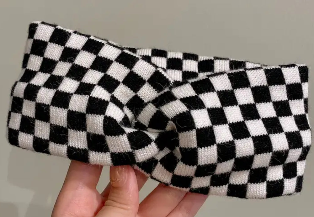 Checkered adult headwrap