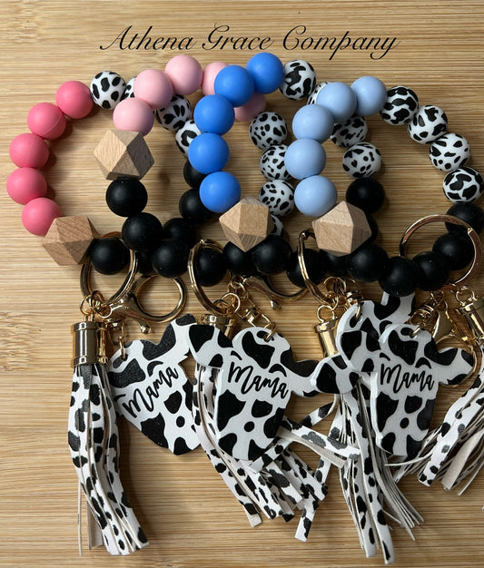 MAMA Cow Wristlet Keychain