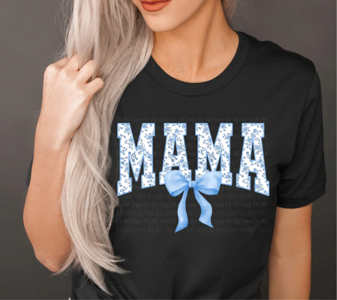 MAMA Blue Bow Tee