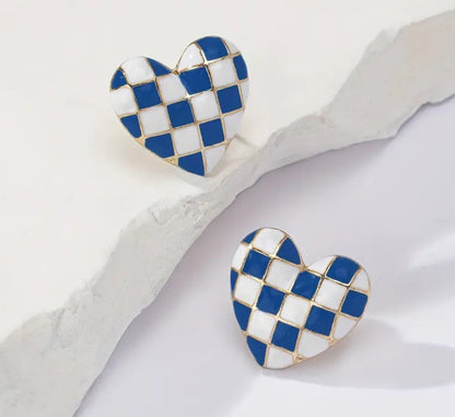 Checkered Heart Earrings