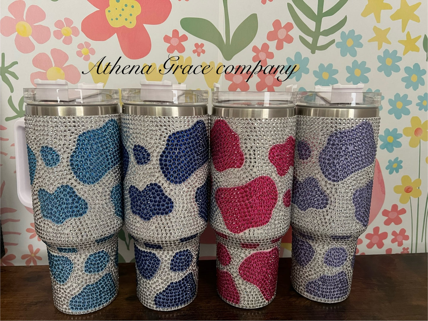 Rhinestone cow tumblers