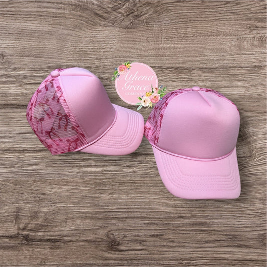 Pink Hat with Bow Mesh