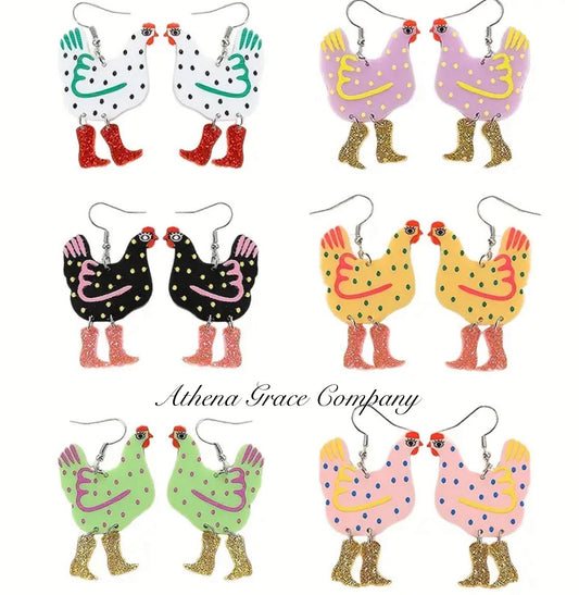 Chicken Boot Earrings