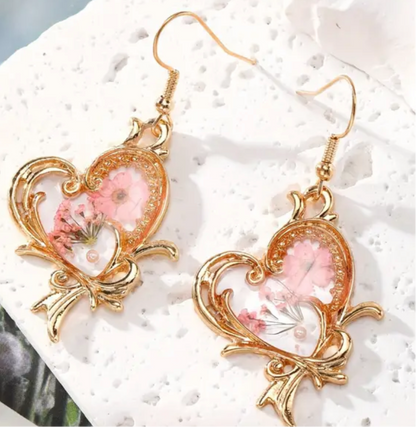 Heart Flower Earrings