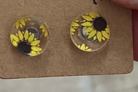 Sunflower clear studs