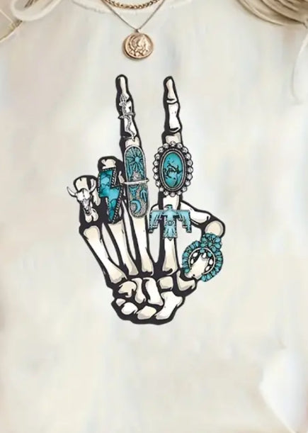 Turquoise Skeleton Hand Shirt