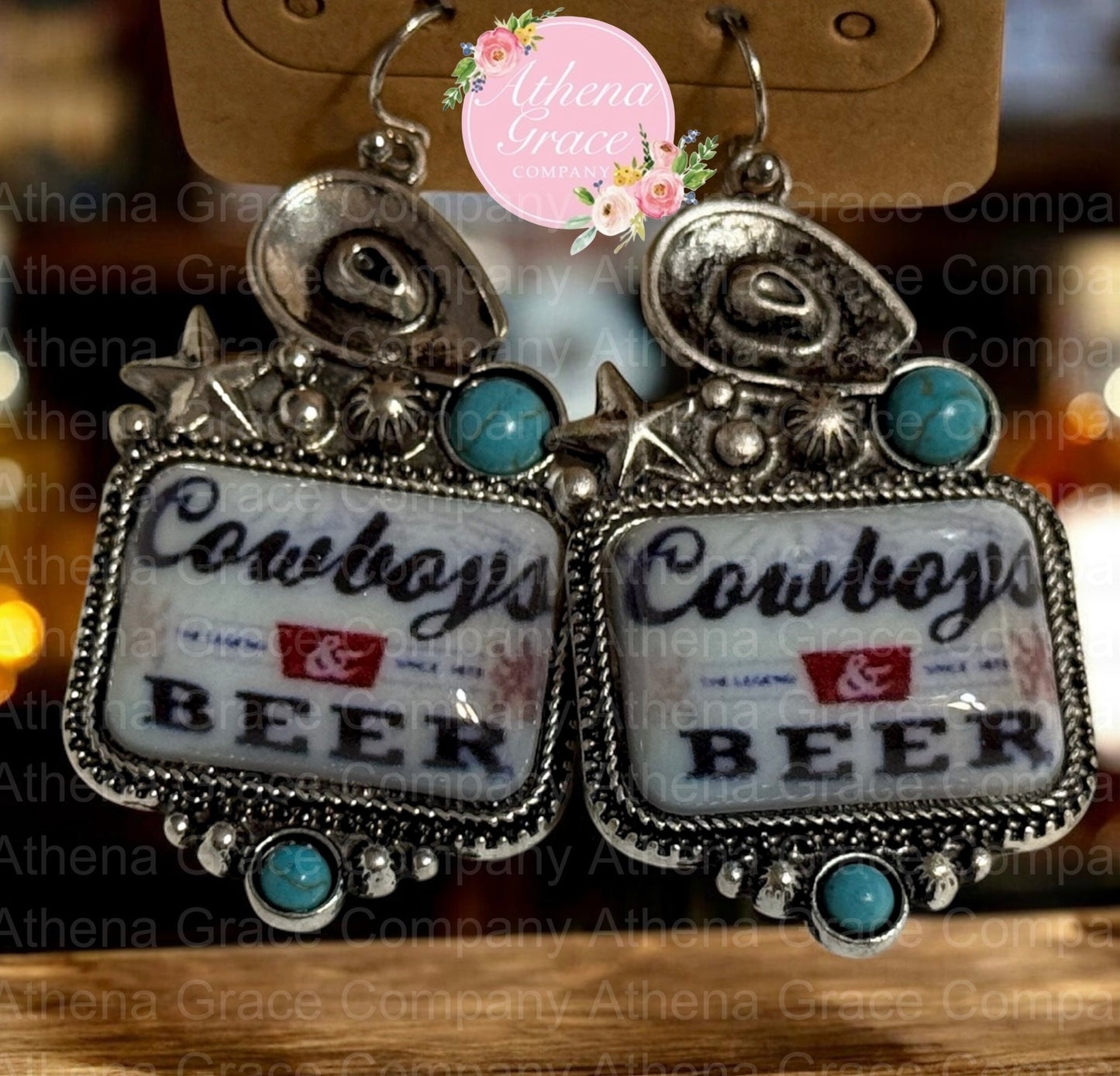 Cowboy And Beer Earrings