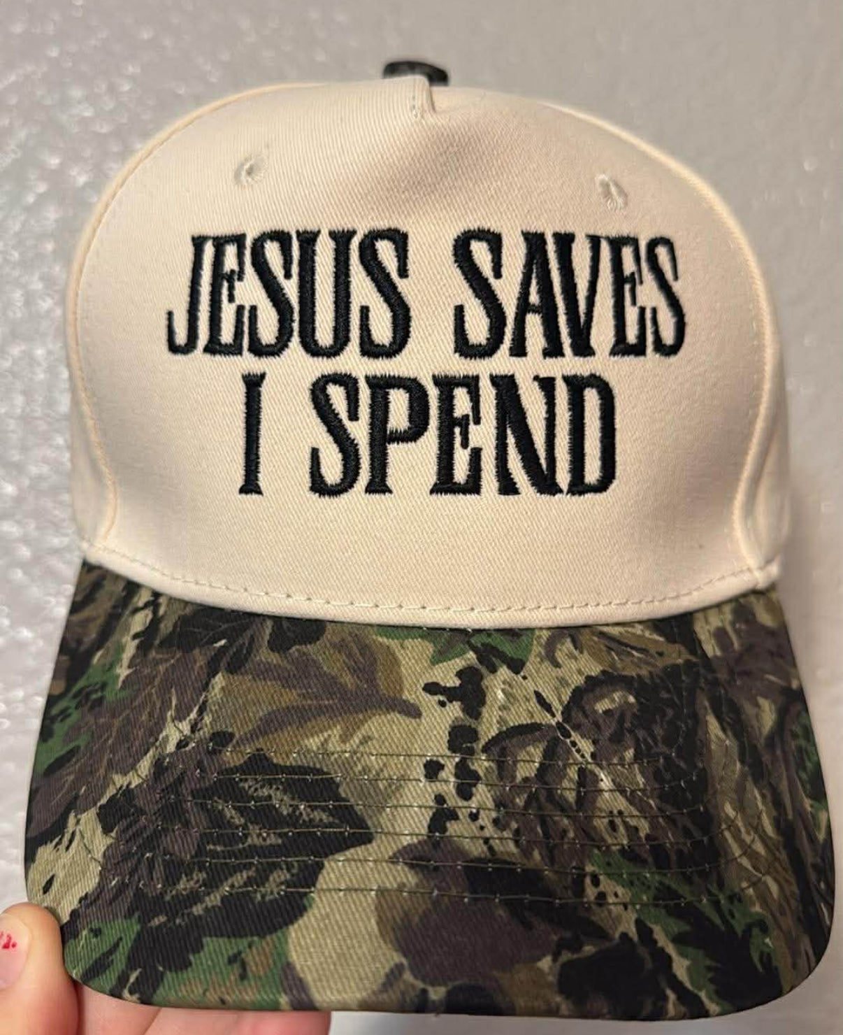 Jesus Saves I Spend Hat