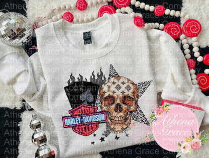 Motorcycle and Skull Logo Shirt