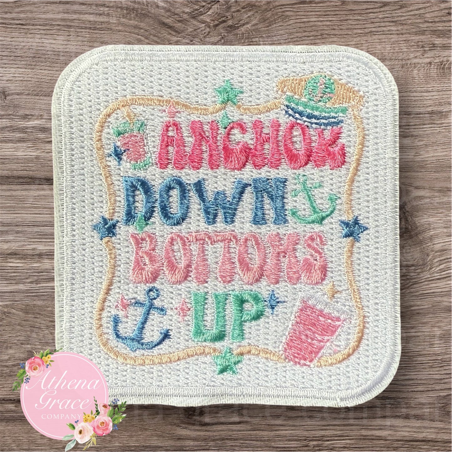 Anchor Down Bottoms Up Large Patch