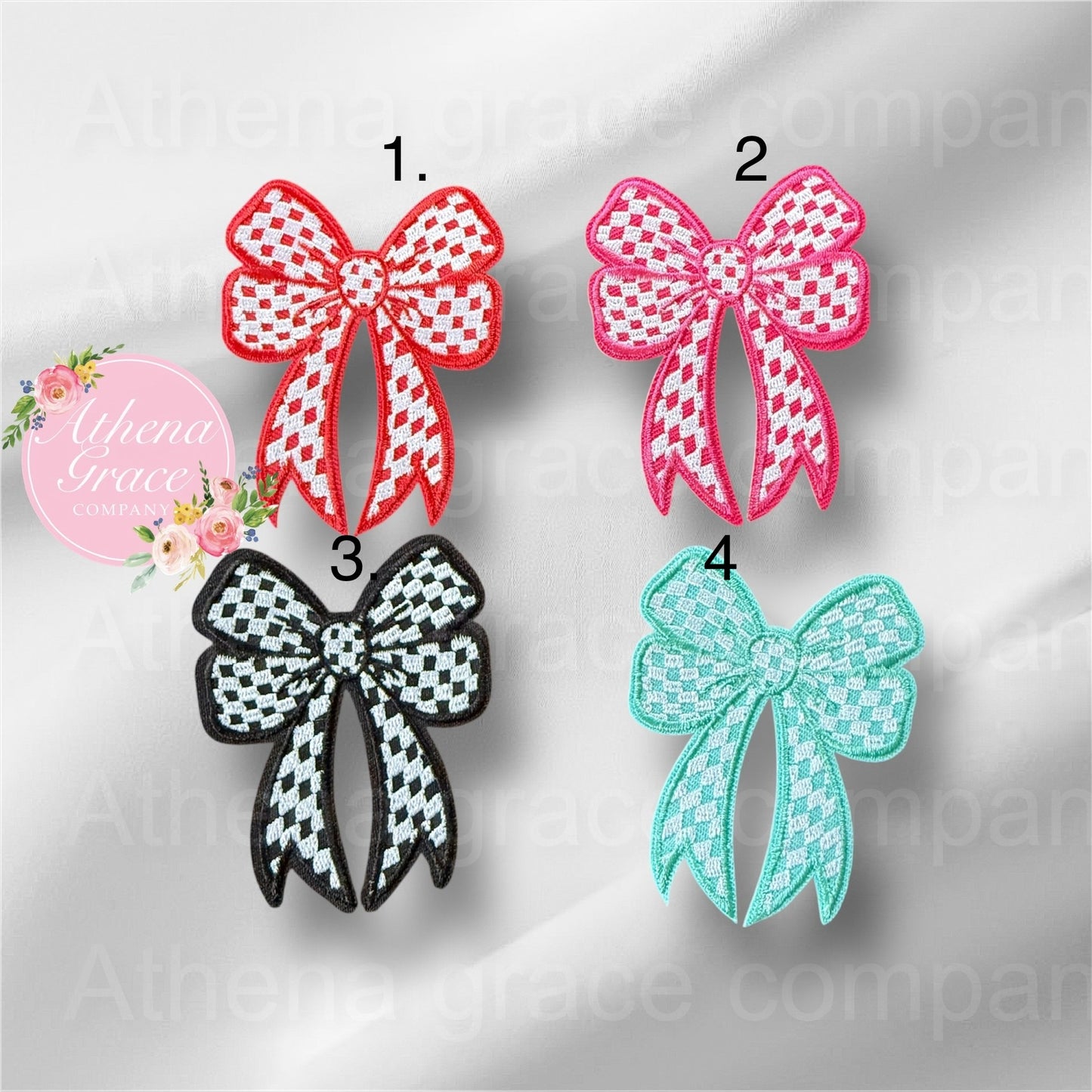 Checkered Bow Mini Patches