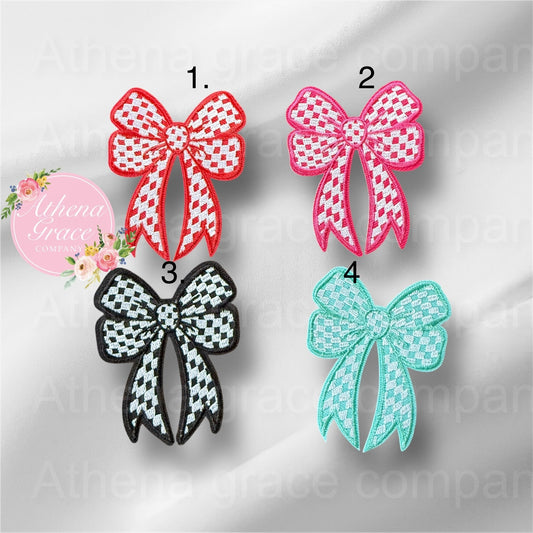 Checkered Bow Mini Patches